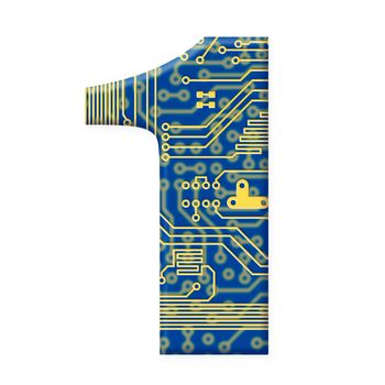 One digit from the electronic technology circuit board alphabet on a white background - 1