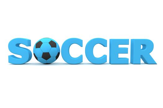 blue word Soccer with football/soccer ball replacing letter O