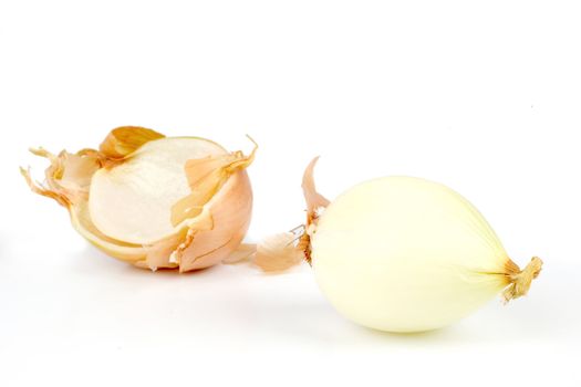an peeled onion, isolated on a white background