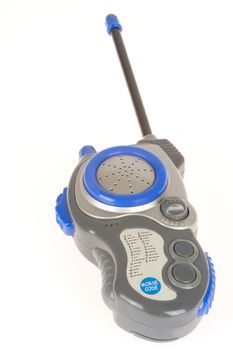 a blue and grey walkie talkie on white