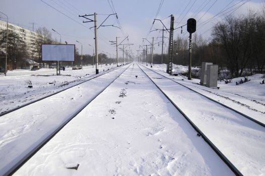 Winter railway station in Russian city 2