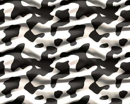 abstract design of cow hide patterned fabric  like a flag waving in breeze