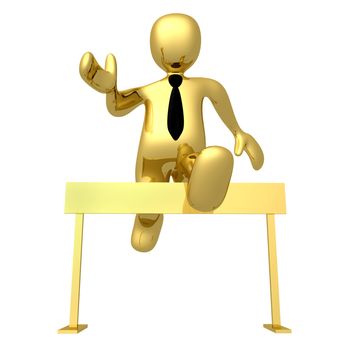 3d businessman jumping over a hurdle