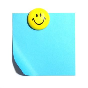 smiley face and blank paper with copyspace for your text message