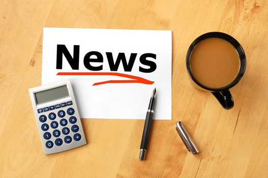 latest news concept with pen paper and coffee in business office