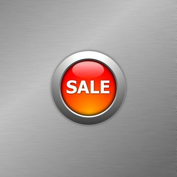 red sale button on a metal background