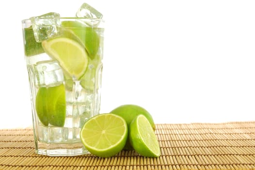 fresh Caipirinha with lemon on white background