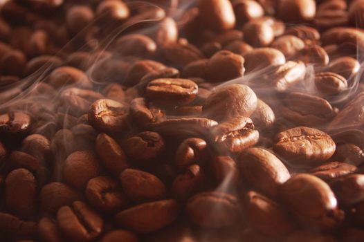 hot steaming coffee for breakfast in the morning