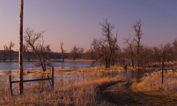 A flooded farm field in rural South Dakota.