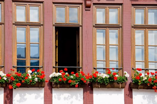 Close-up of a half-timbered house in Frankfurt, Germany