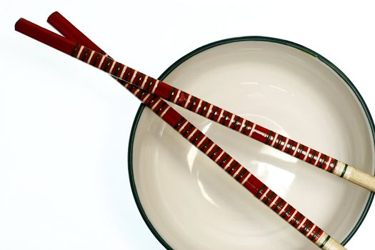 Isolated Chopstick and Bowl in korean tradition