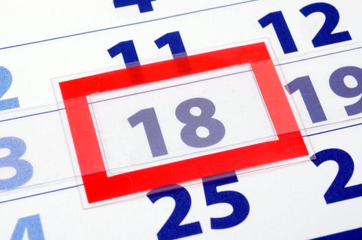 calendar showing date of today with red box