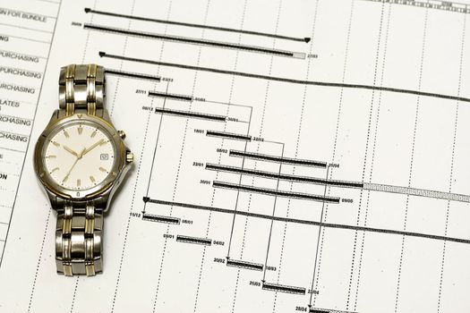 Project Time Schedule Graph Concept with wristwatch