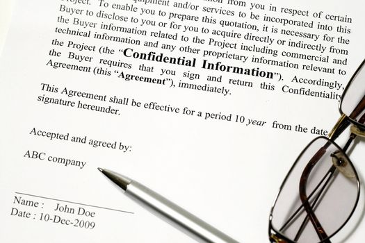 Company Confidential Information to be kept concept