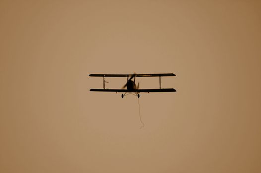 old vintage remote controlled model or toy biplane