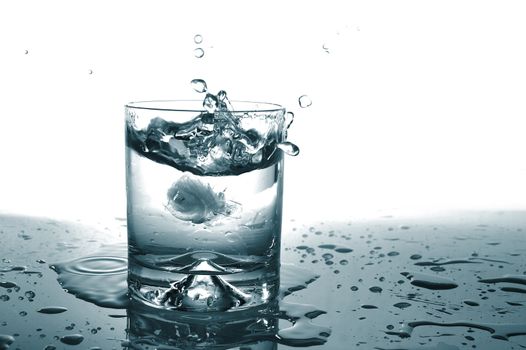 fresh water cocktail in a glass isolated on white background