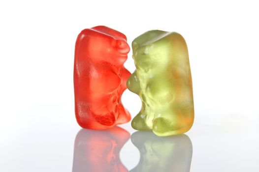 gummy bears isolated on white background showing special individuality