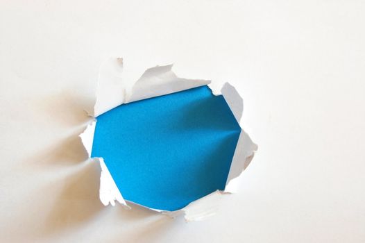 blue hole with copyspace in blank and empty sheet paper