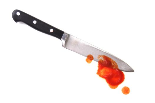 Halloween or murder crime concept with bloody knife