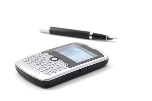 modern silver pda isolated on white background