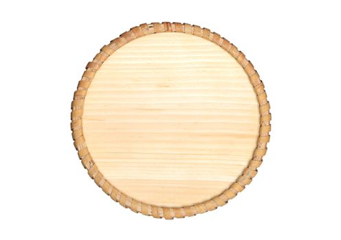Nice round picture wooden frame isolated on white background with clipping path