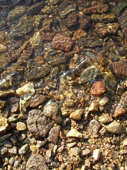 small stones, bottom stony, water