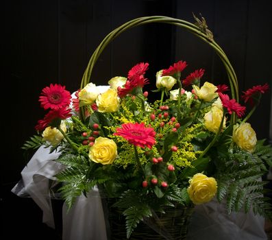 a lot of coloured flowers in the room