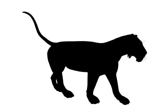 Black lion art illustration silhouette on a white background