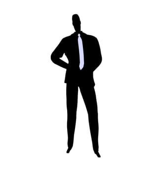 Male business silhouette illustration on a white background