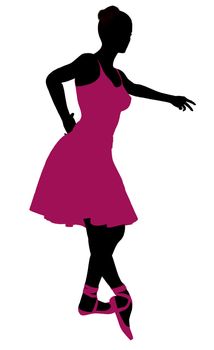 Female ballerina illustration silhouette on a white background