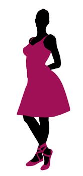 Female ballerina illustration silhouette on a white background