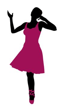 Female ballerina illustration silhouette on a white background