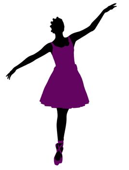 African american female ballerina illustration silhouette on a white background