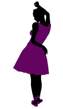 African american female ballerina illustration silhouette on a white background