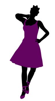 African american female ballerina illustration silhouette on a white background