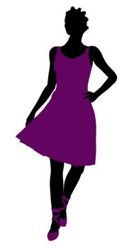 African american female ballerina illustration silhouette on a white background
