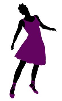 African american female ballerina illustration silhouette on a white background