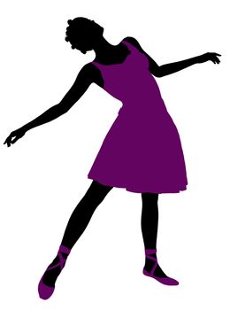 African american female ballerina illustration silhouette on a white background
