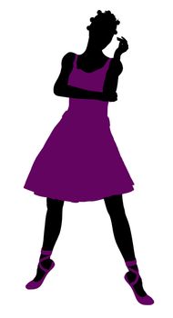 African american female ballerina illustration silhouette on a white background