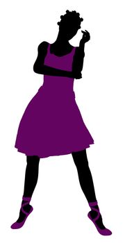 African american female ballerina illustration silhouette on a white background