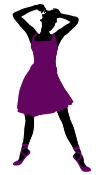 African american female ballerina illustration silhouette on a white background