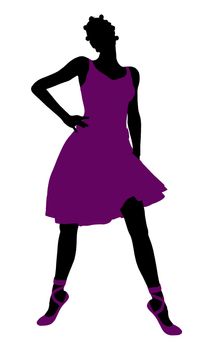 African american female ballerina illustration silhouette on a white background