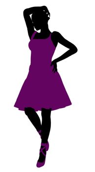 African american female ballerina illustration silhouette on a white background
