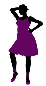 African american female ballerina illustration silhouette on a white background