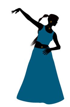 Female belly dancer illustration silhouette on a white background