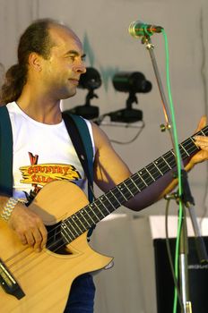 Musician from group "Country saloon" at an alive concert