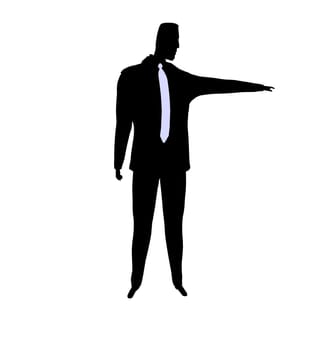 Male business silhouette illustration on a white background