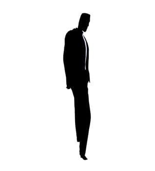 Male business silhouette illustration on a white background