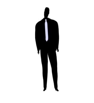 Male business silhouette illustration on a white background