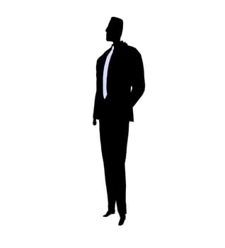 Male business silhouette illustration on a white background